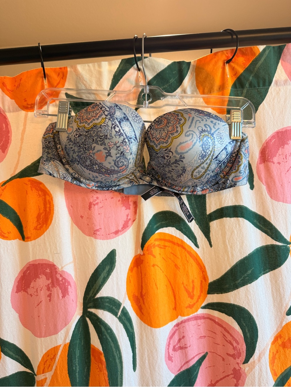 Victoria's Secret Light Blue Paisley Strapless Balconette Bra